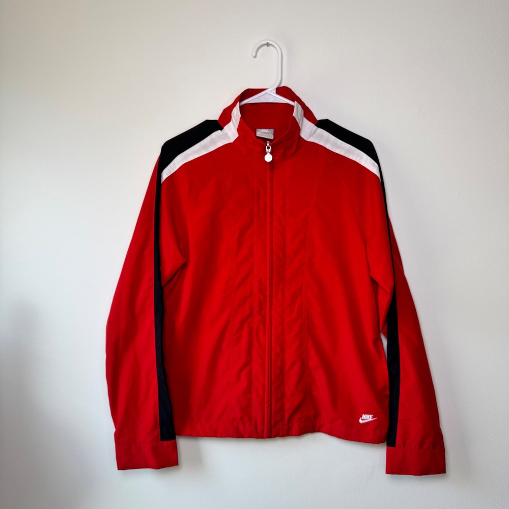 Vintage Y2K Nike Windbreaker Track Jacket Full Zip Red Women's Size L
